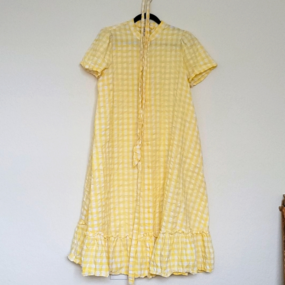 Yellow Checkered Gingham Dress